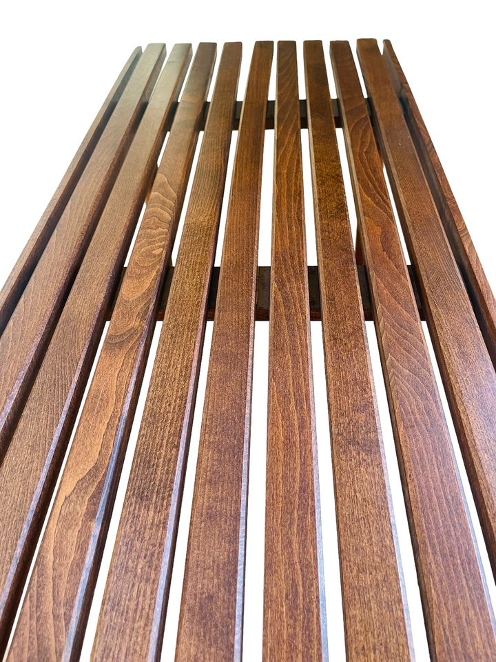 Mid-Century Modern Walnut Slatted Bench / Coffee Table image 7