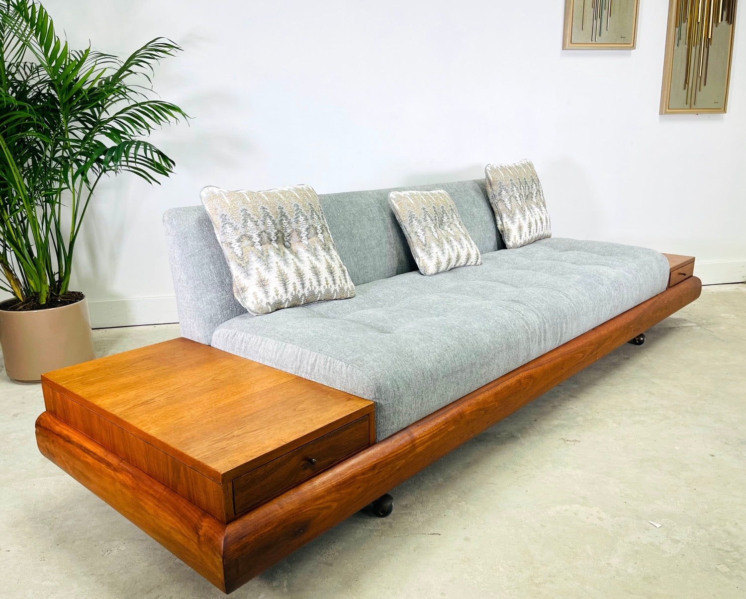 Rare ADRIAN PEARSALL 1709’ Platform Sofa with Attached End Tables  image 5