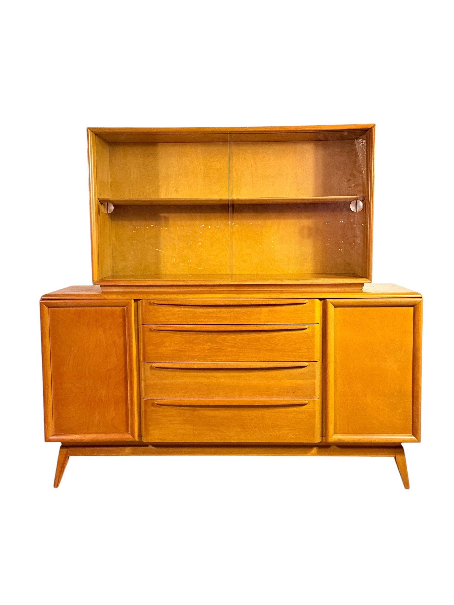Heywood-Wakefield Maple Hutch Cadenza with Glass Display image 0