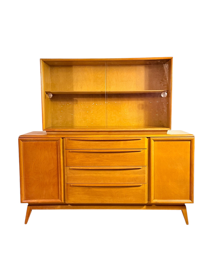 Heywood-Wakefield Maple Hutch Cadenza with Glass Display image 0