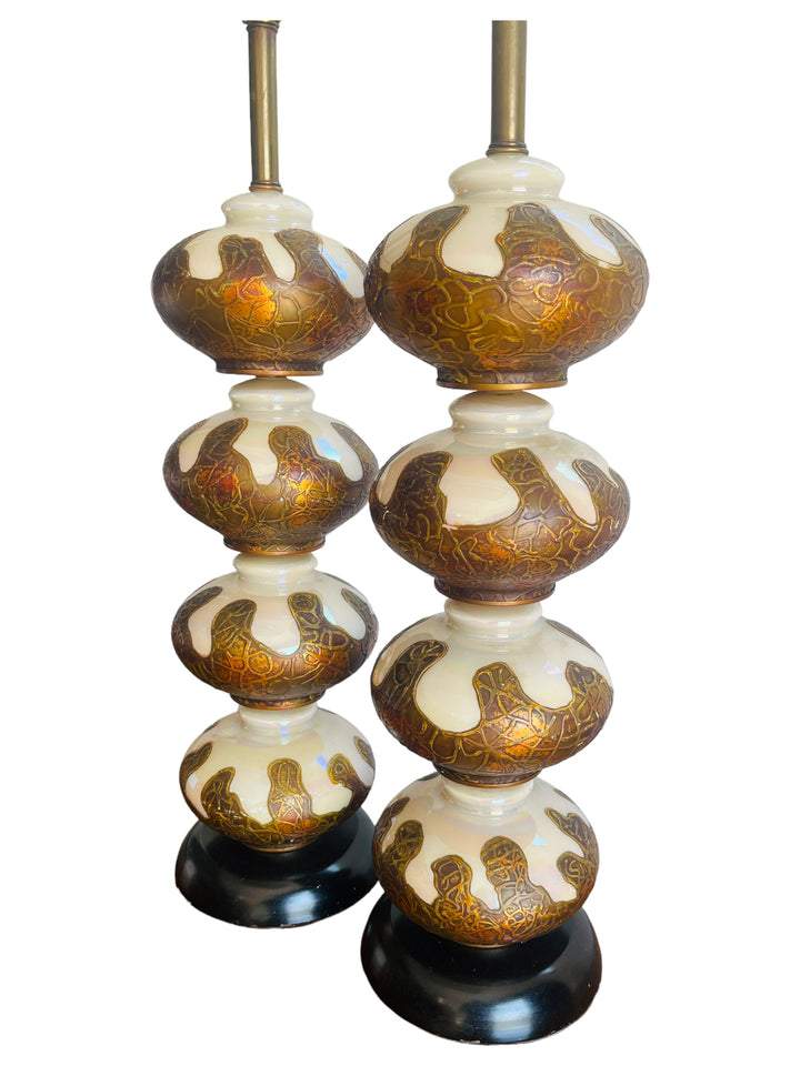 Pair Mid Century Modern Tall Funky Lamps image 2