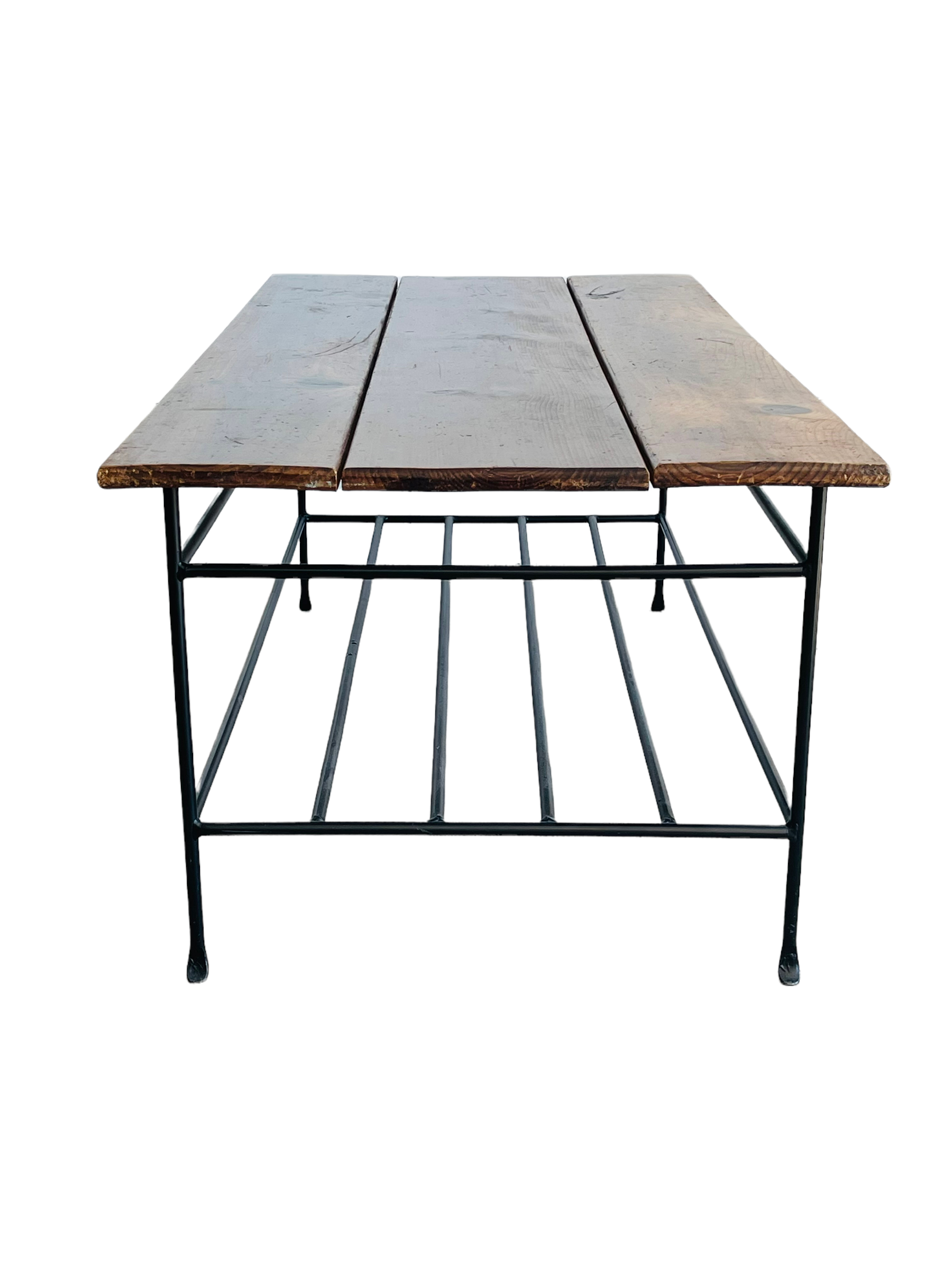 Mid-Century Industrial Coffee Table with Steel Base image 5