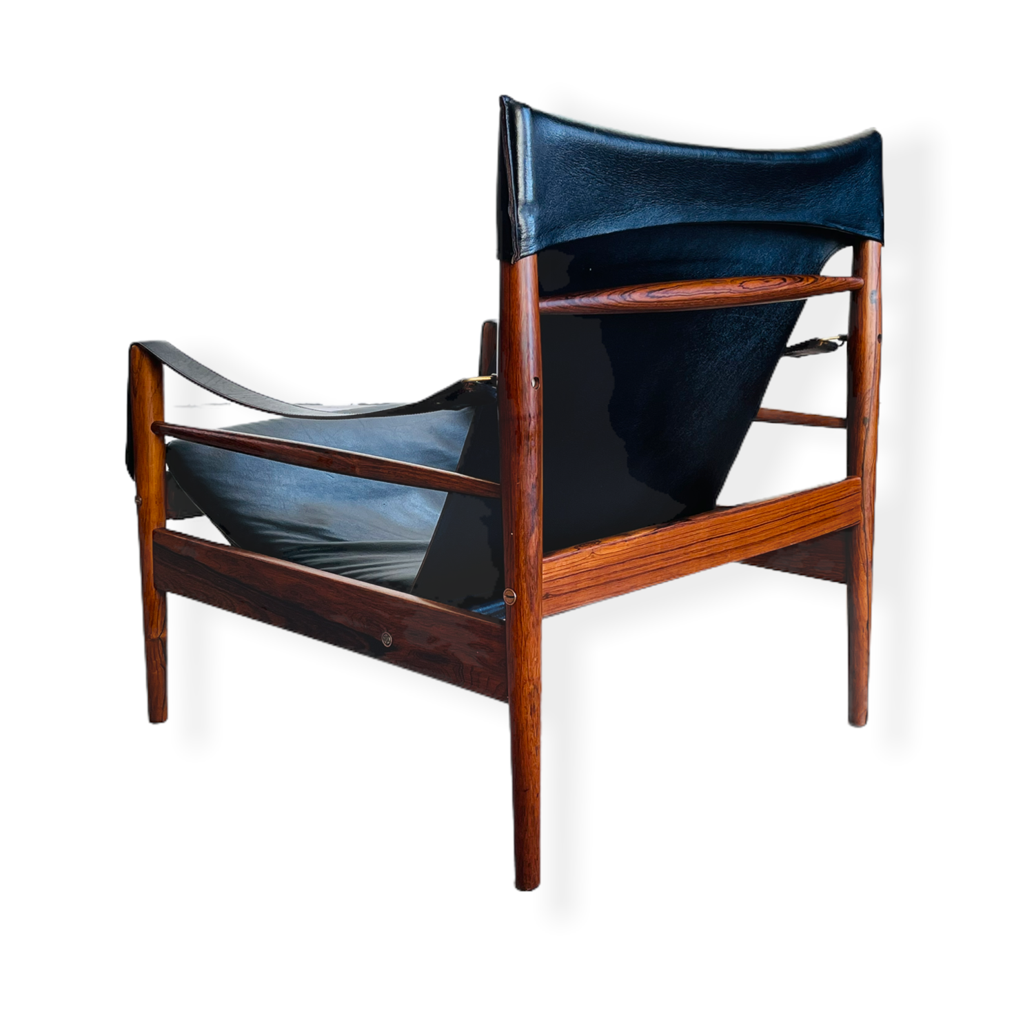Danish Modern Rosewood Antelope Safari Leather Chair by Hans Olsen image 4