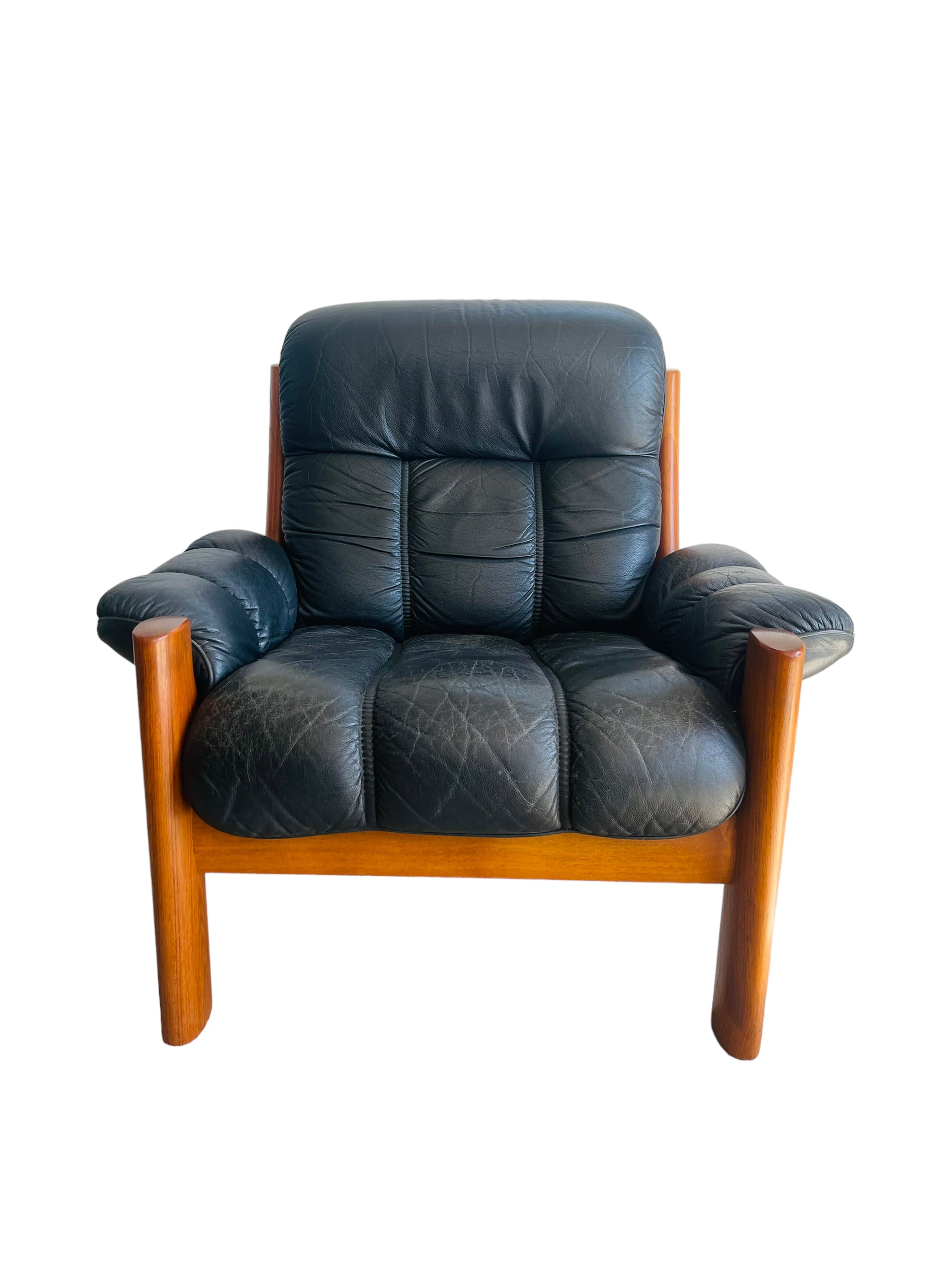 Mid Century Modern Ekornes Teak & Leather Lounge Chair image 1
