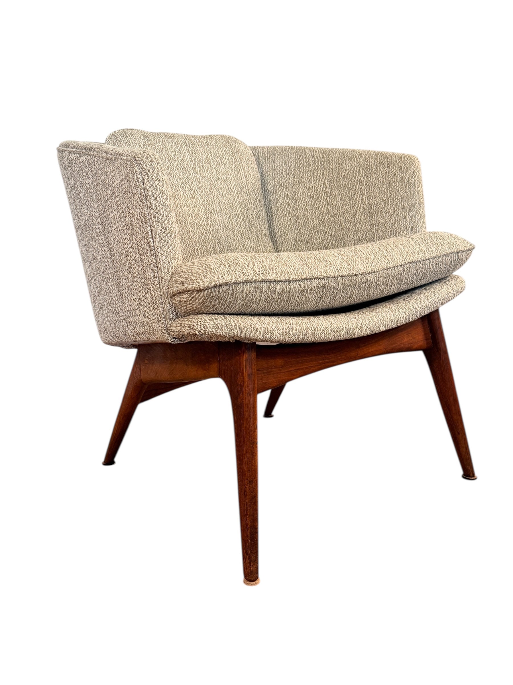 Rare Pair of Mid-Century Walnut Bucket Lounge Chairs by Wieland image 5