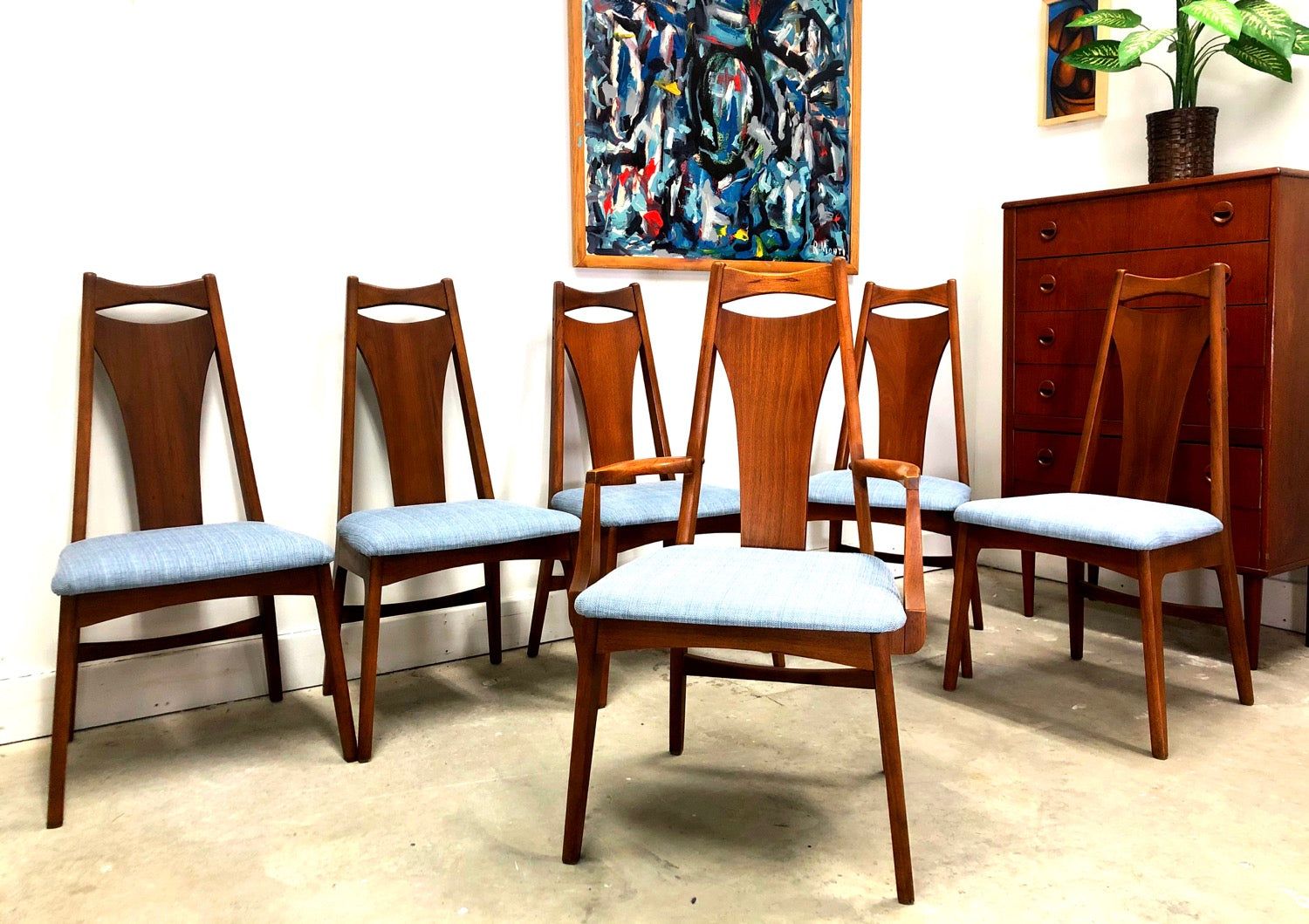 Set 6 Mid-Century Modern Walnut Dining Chairs By Young Manufacturing image 7