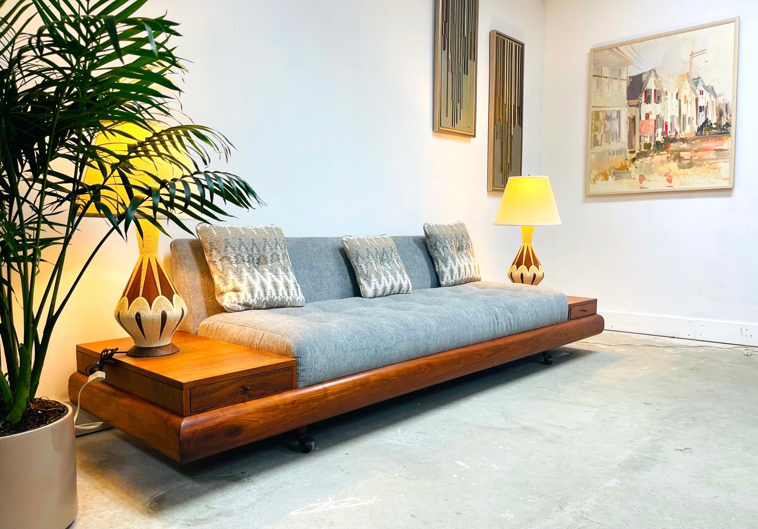 Rare ADRIAN PEARSALL 1709’ Platform Sofa with Attached End Tables  image 1