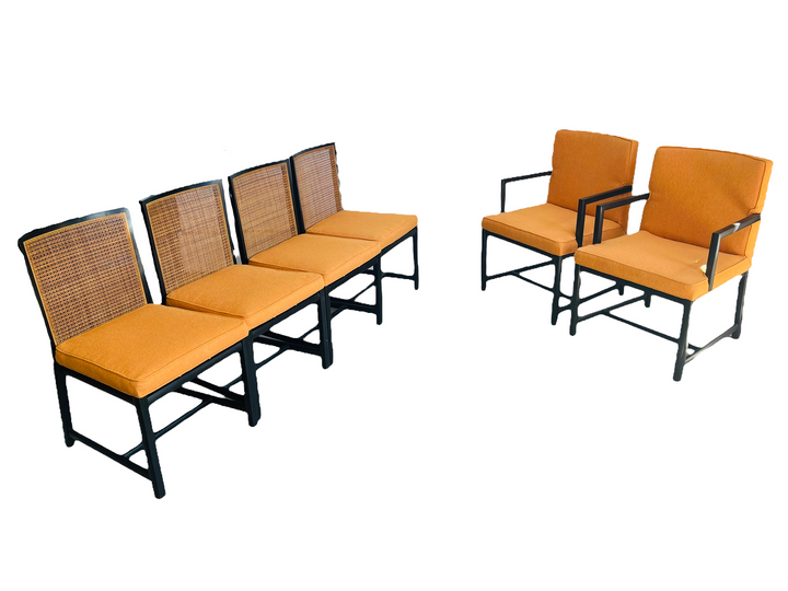 Rare Set 6 Cane Dining Chairs by Michael Taylor Circa 1960 image 2
