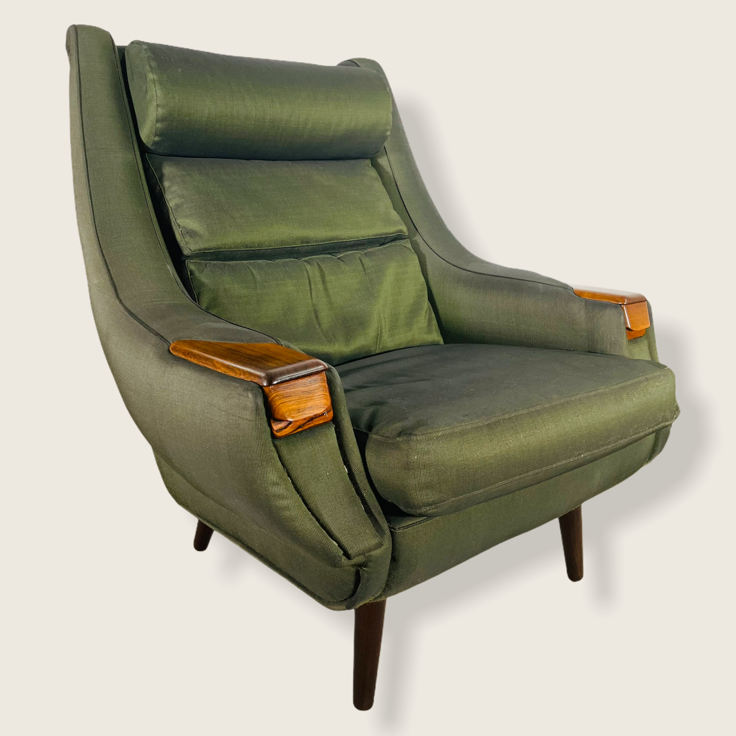 1960s Danish Modern Green Upholstered Lounge Chair  image 3