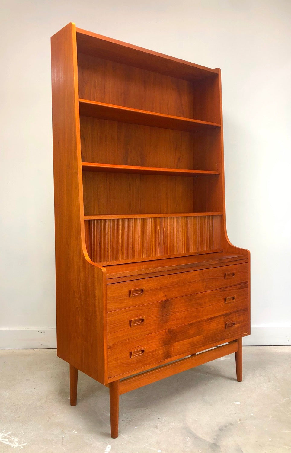 Mid-Century Danish Modern Teak Secretary Desk & Bookcase By BORNHOLMS image 2
