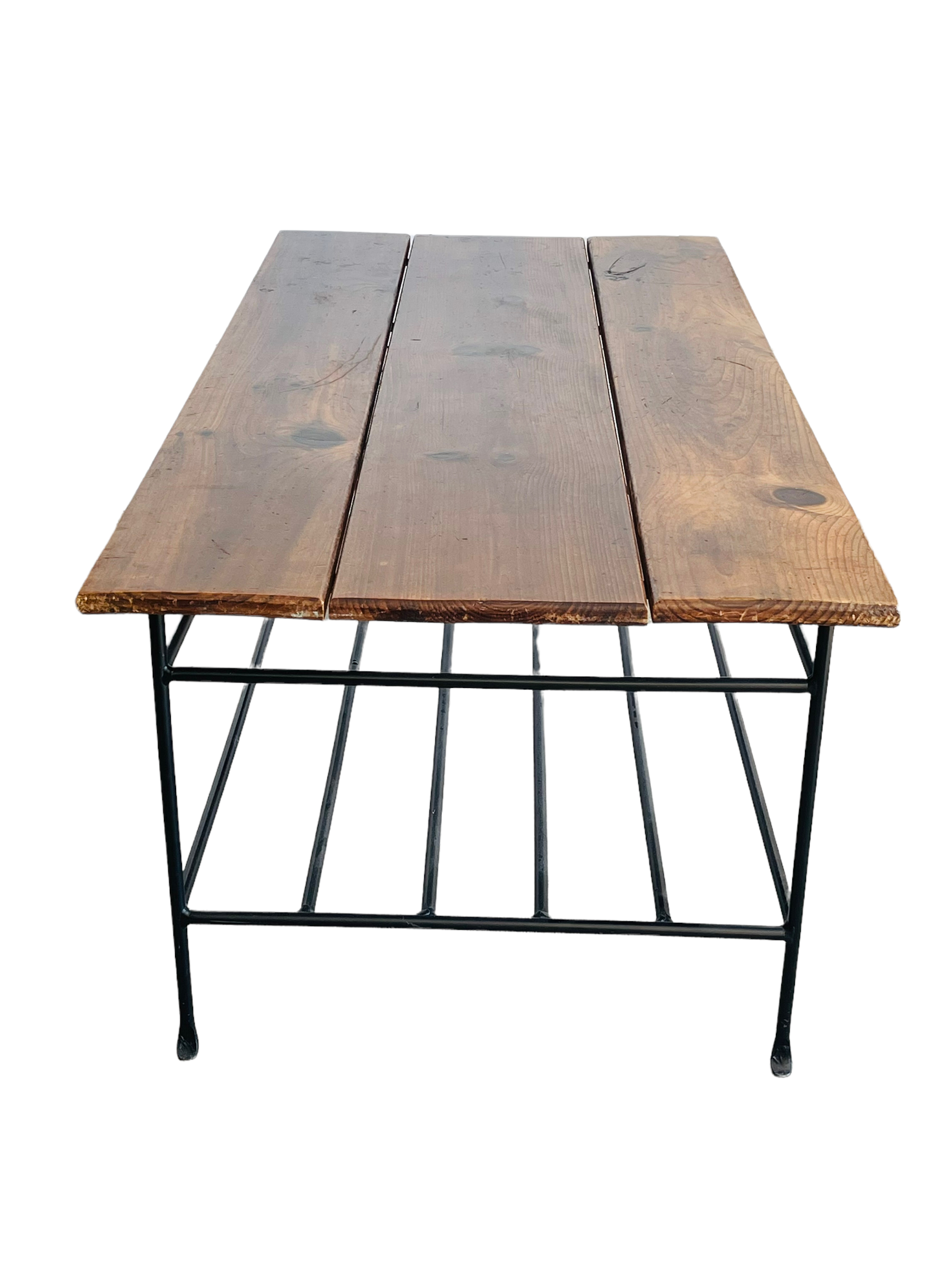 Mid-Century Industrial Coffee Table with Steel Base image 6