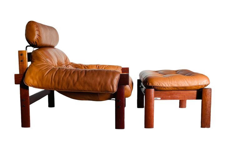 1970s Brazilian Rosewood Percival Lafer Leather Lounge Chair & Ottoman  image 3