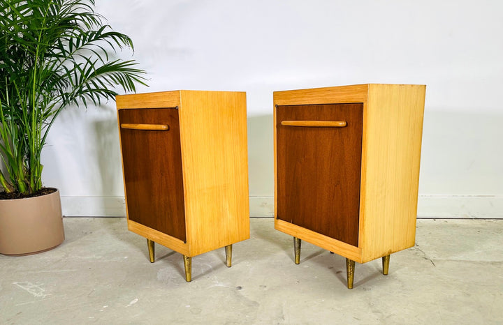 Pair of Mid-Century Modern Maple / Walnut Nightstands image 1