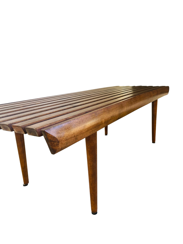 Mid-Century Modern Walnut Slatted Bench / Coffee Table image 10