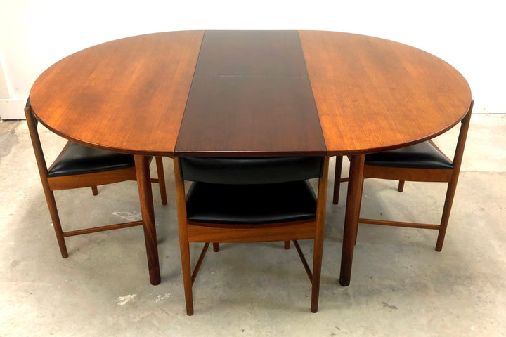 Mid-Century Modern Round Walnut Table W/ Set 4 Chairs image 6