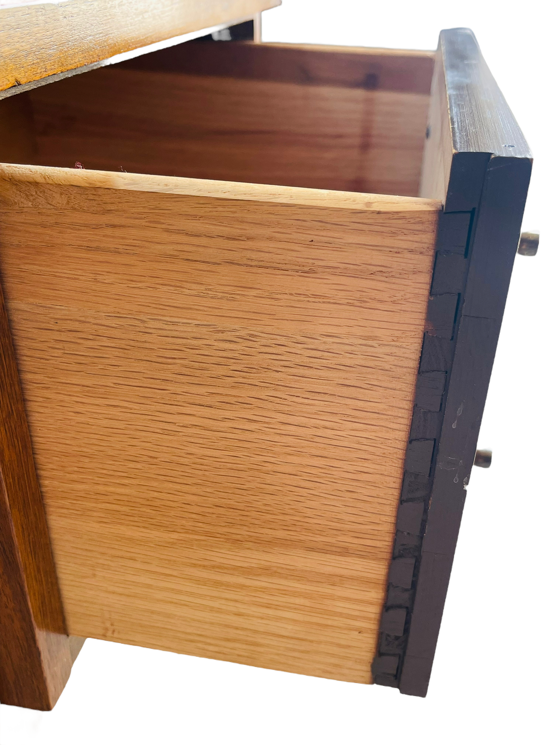 Pair Mid Century Modern Walnut Two Tiered Nightstands  image 8