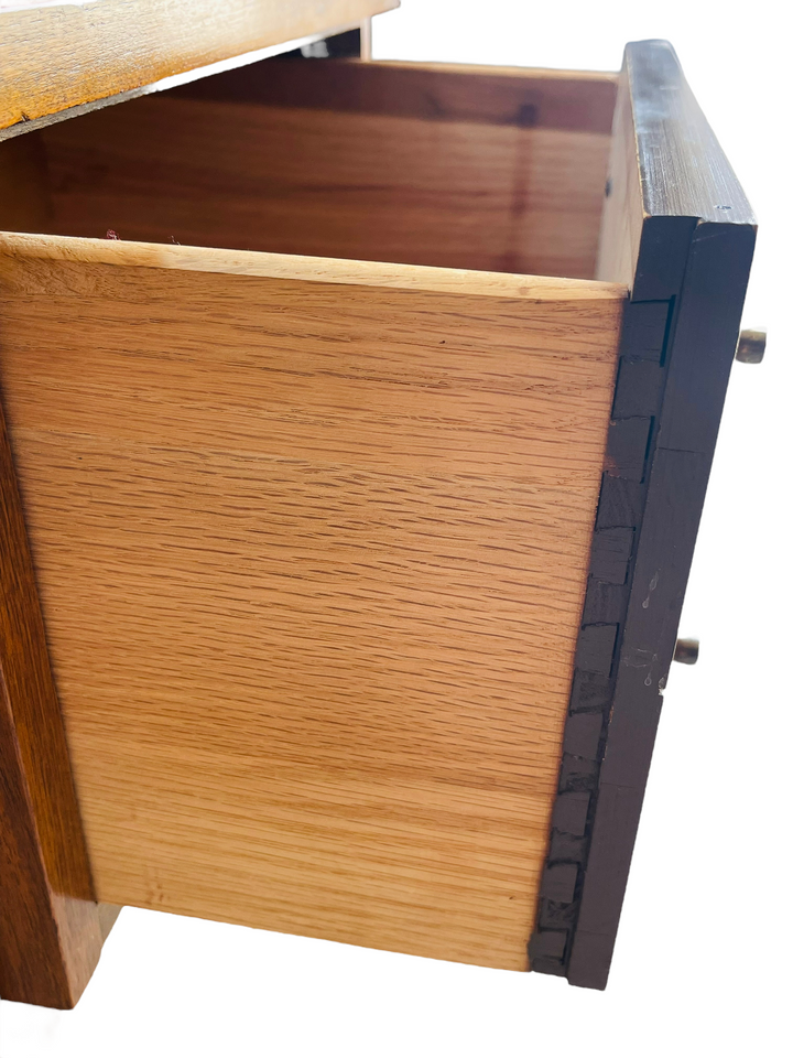 Pair Mid Century Modern Walnut Two Tiered Nightstands  image 8
