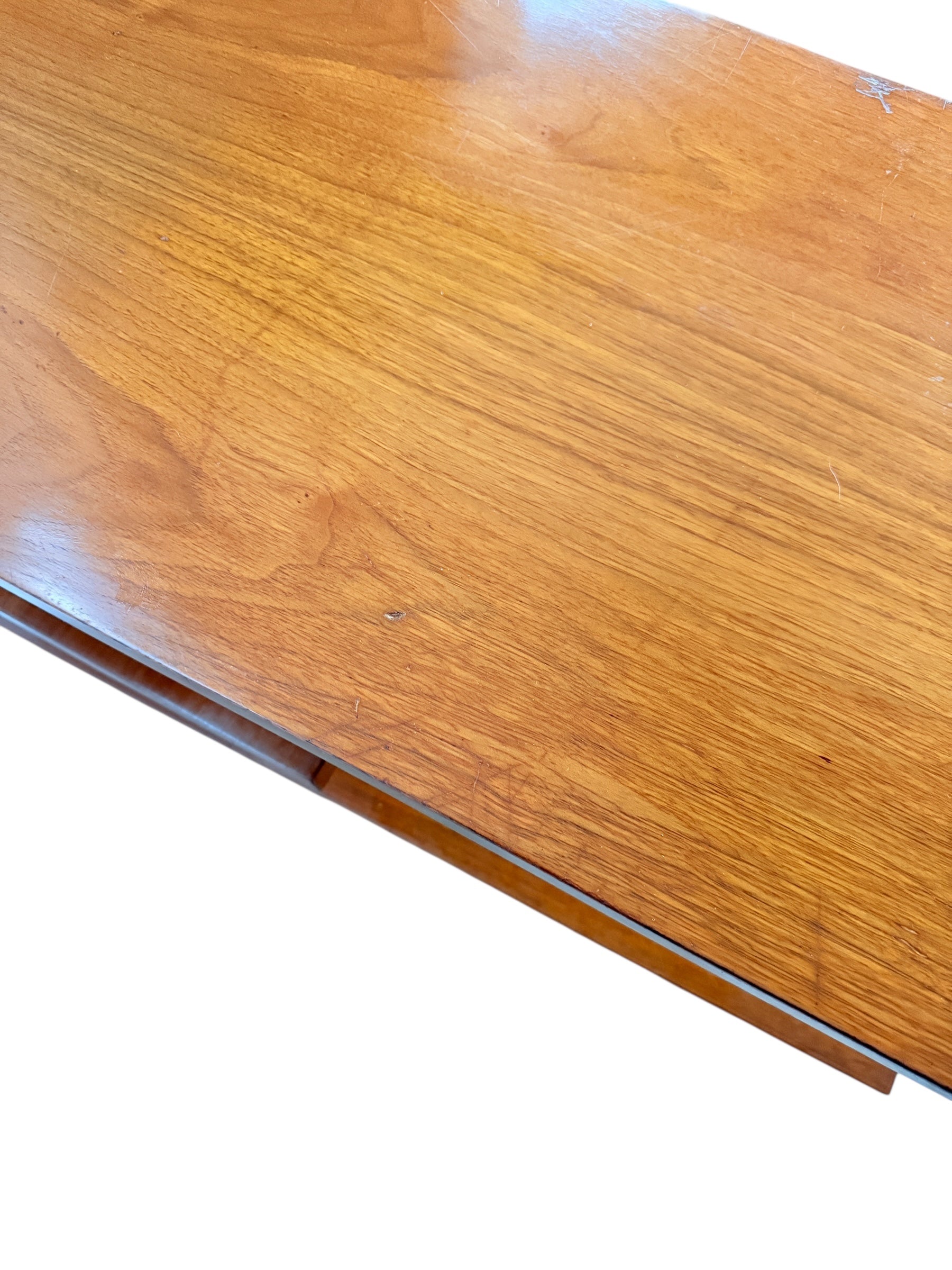 Mid Century Modern Walnut 3-Tier Side Table with Brass Tapered Legs image 4