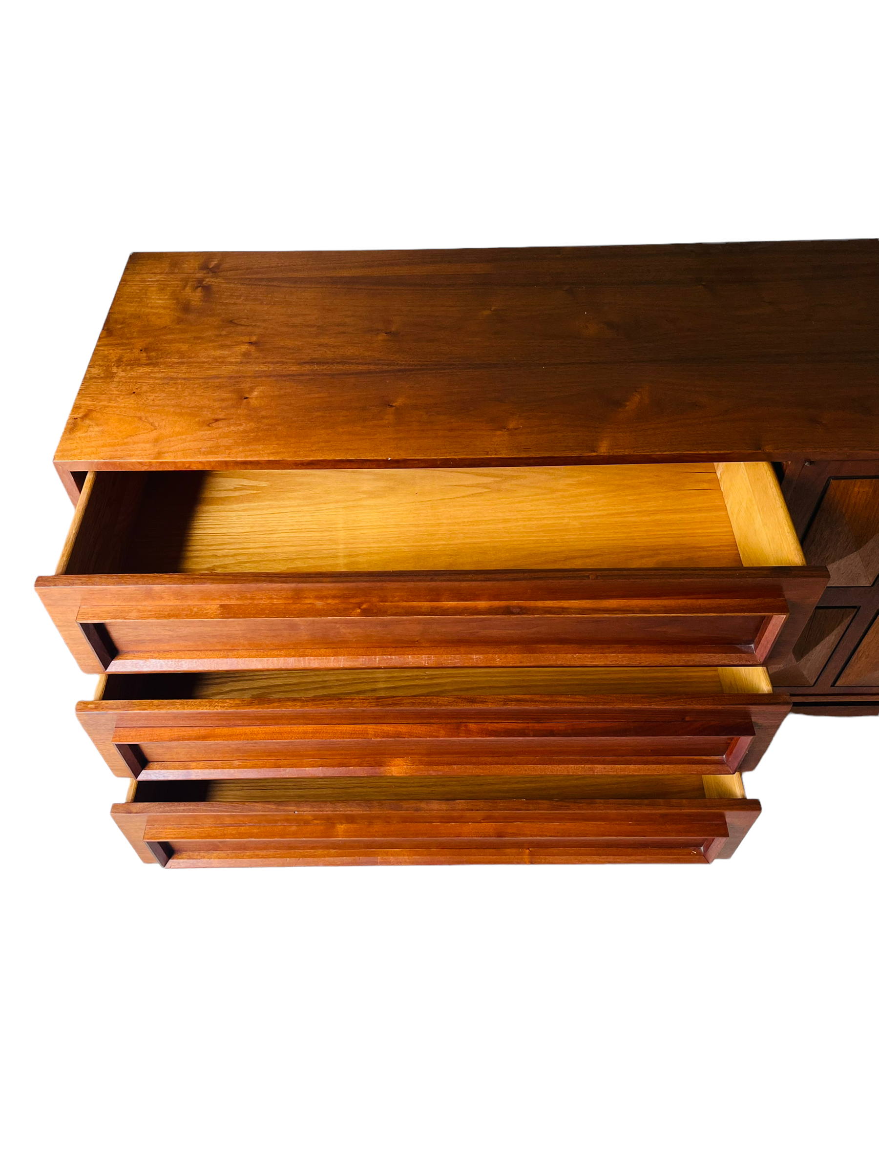 Mid Century Sculptured Walnut Lowboy Dresser / Credenza  image 3