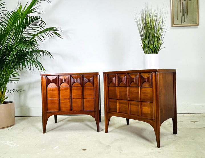 Set 2 Mid-Century Modern Walnut Nightstands By Kent Coffey Perspecta image 1
