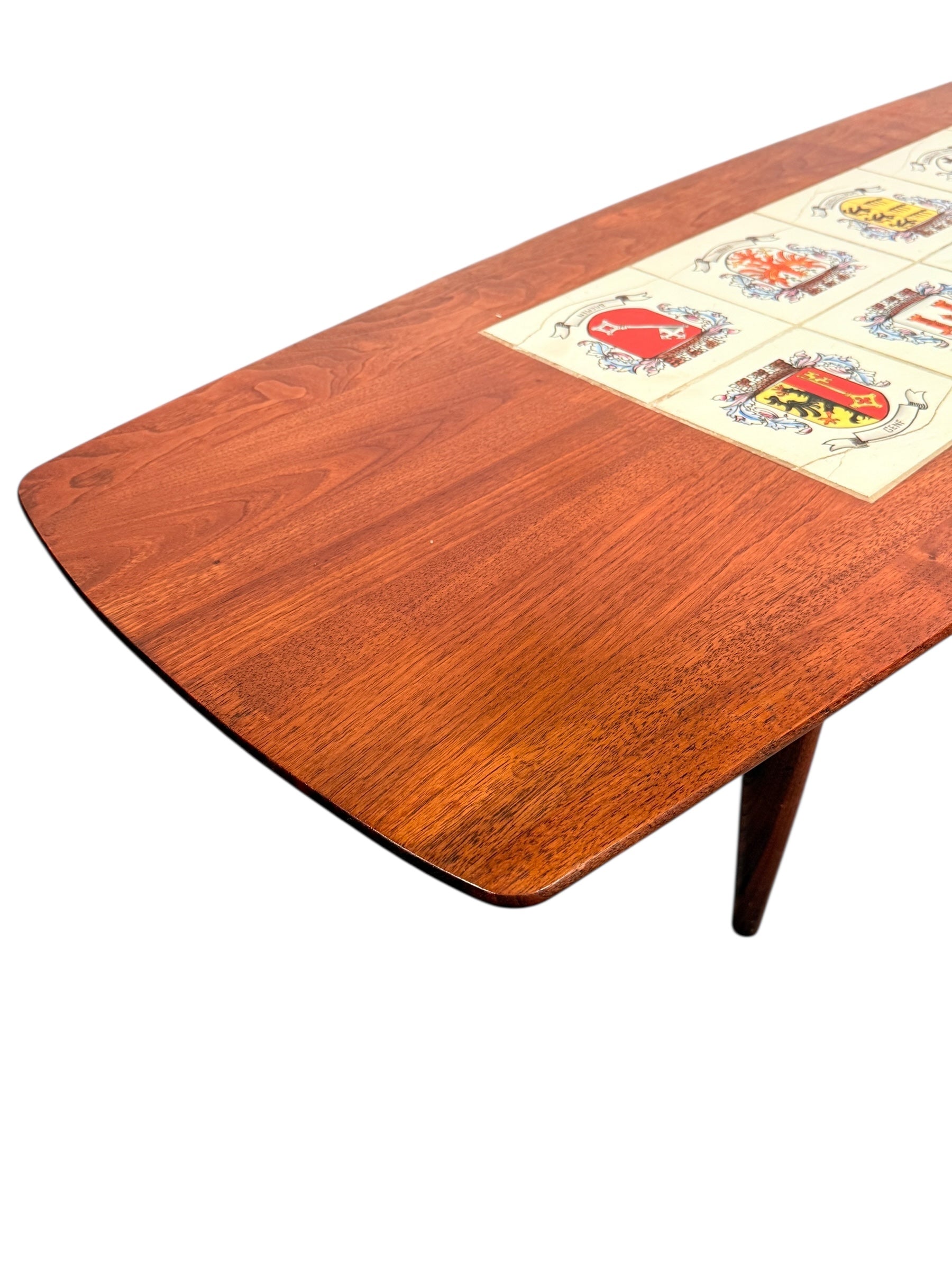 Mid Century Modern Walnut Coffee Table With Tile Inlay image 1