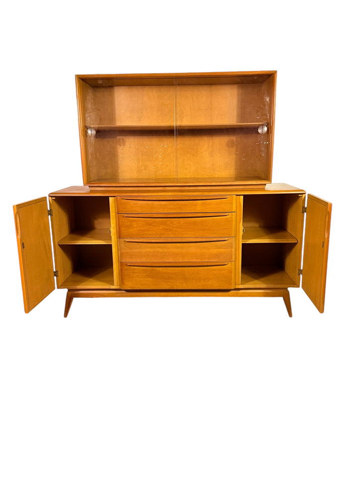 Heywood-Wakefield Maple Hutch Cadenza with Glass Display image 8