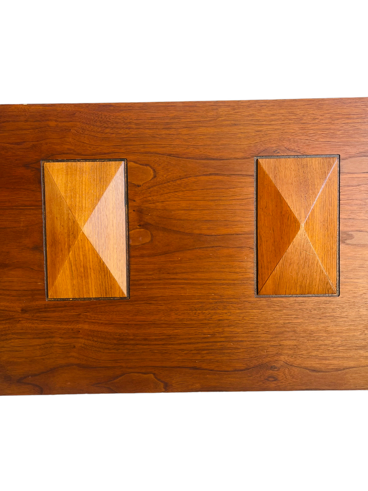 Mid-Century Modern Walnut Dimond Sculptured King Size Headboard  image 3
