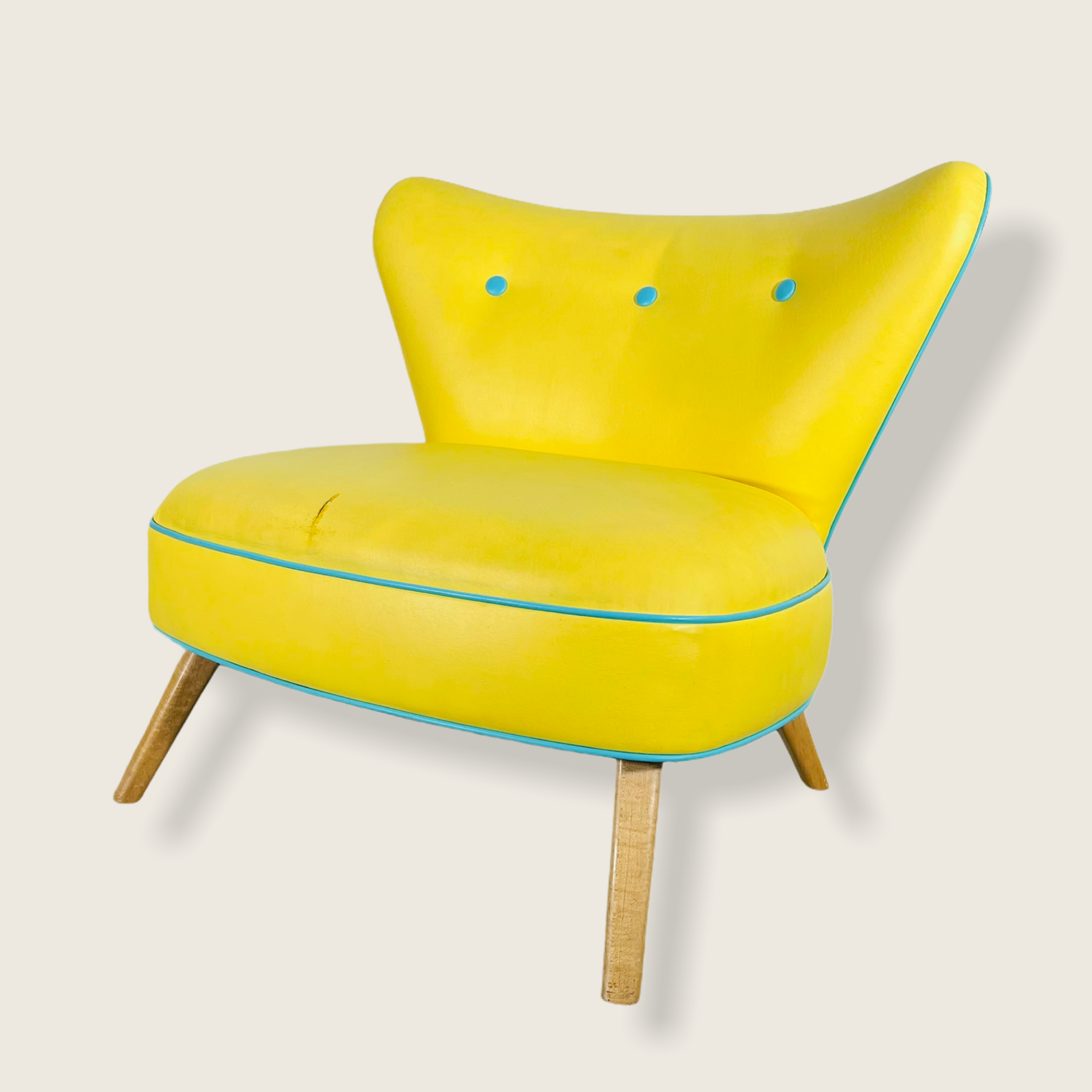 Mid-Century Modern Yellow Oversized Wingback Chair image 2