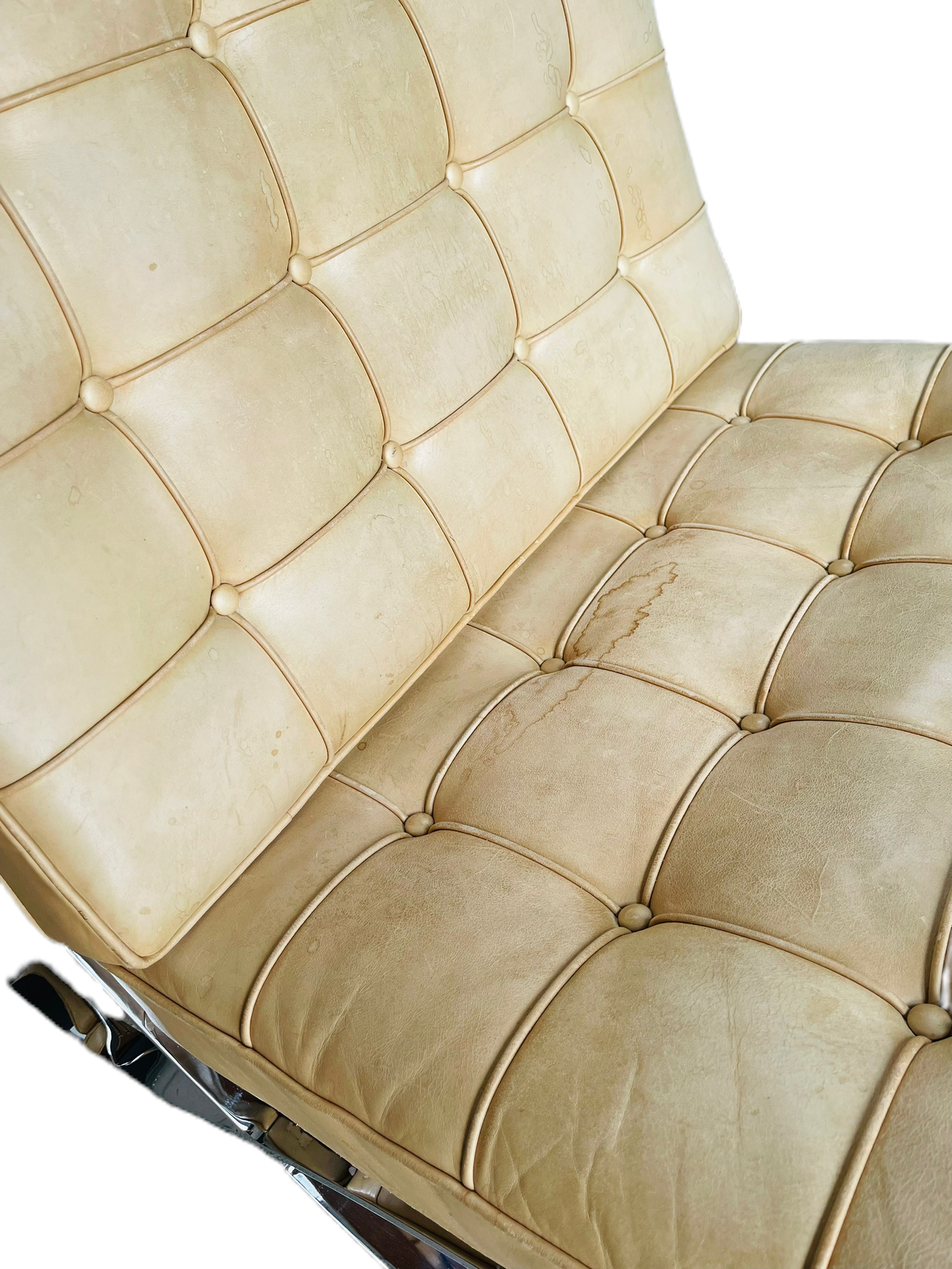Pair of Knoll Leather Ludwig Mies Van Der Rohe Barcelona Chairs image 9