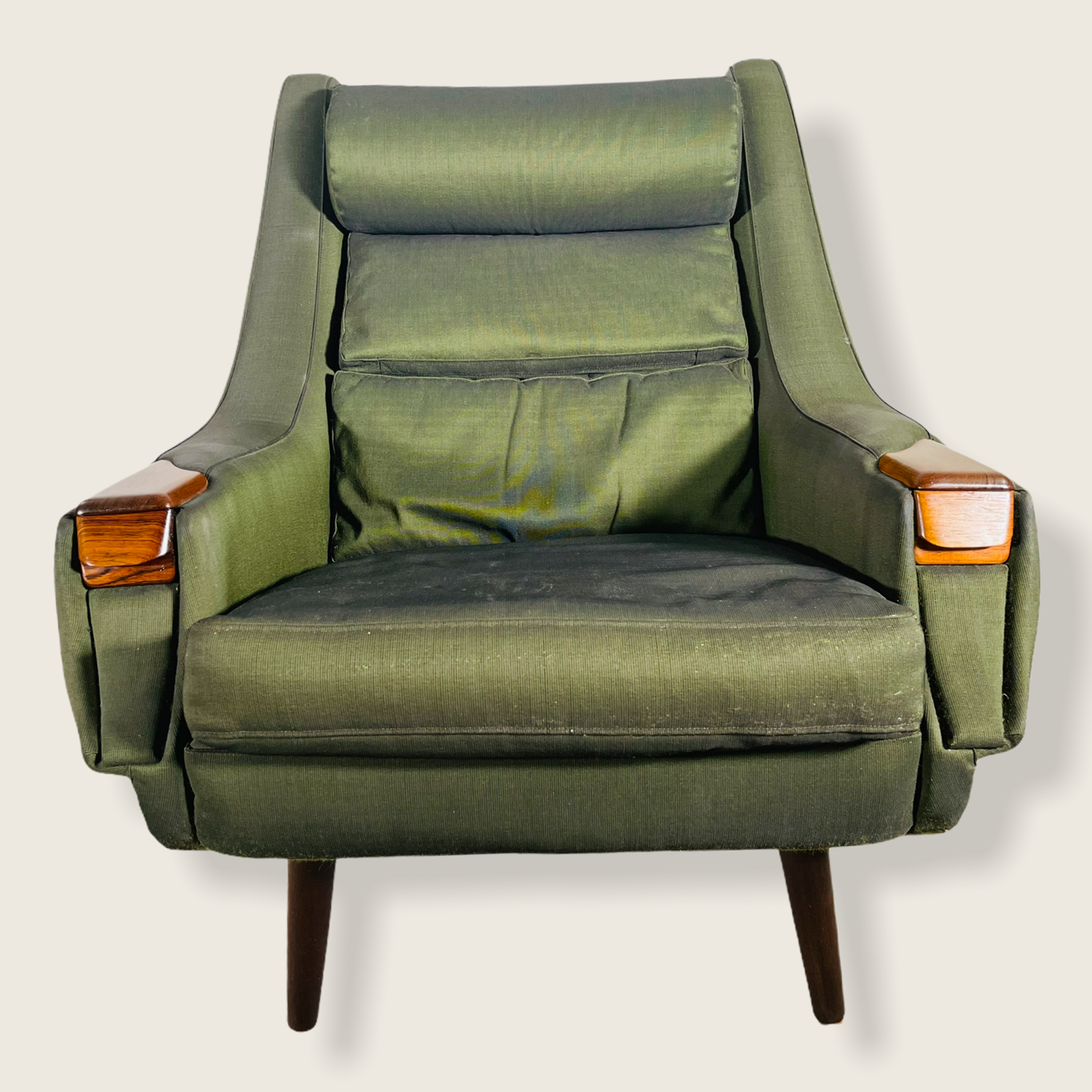 1960s Danish Modern Green Upholstered Lounge Chair  image 2