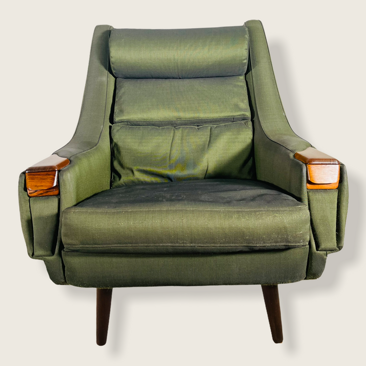 1960s Danish Modern Green Upholstered Lounge Chair  image 2