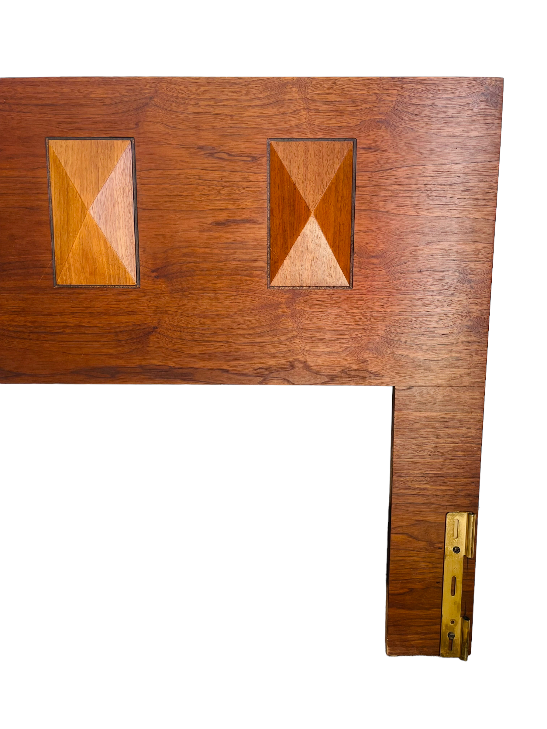 Mid-Century Modern Walnut Dimond Sculptured King Size Headboard  image 4