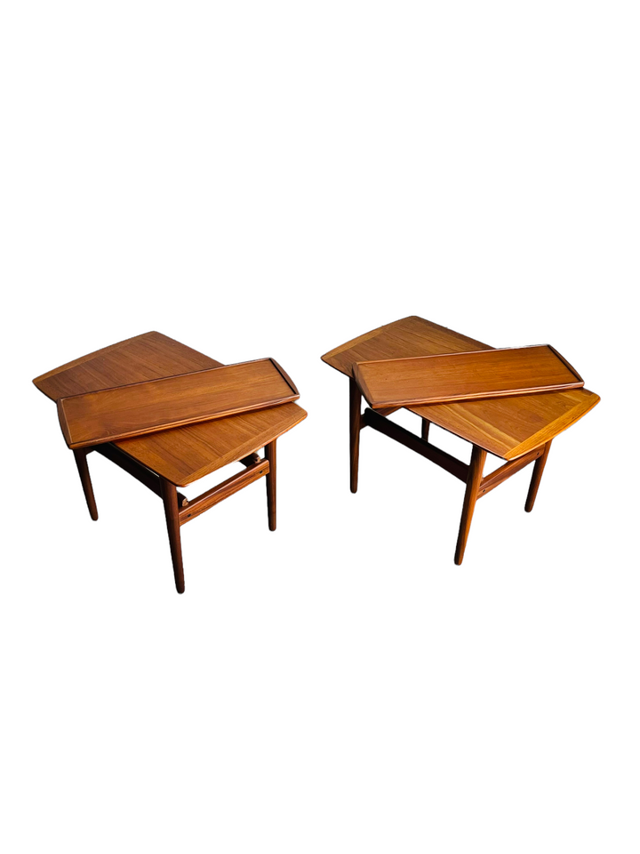 Pair Danish Modern Teak End Tables by Bramin Mobler image 0