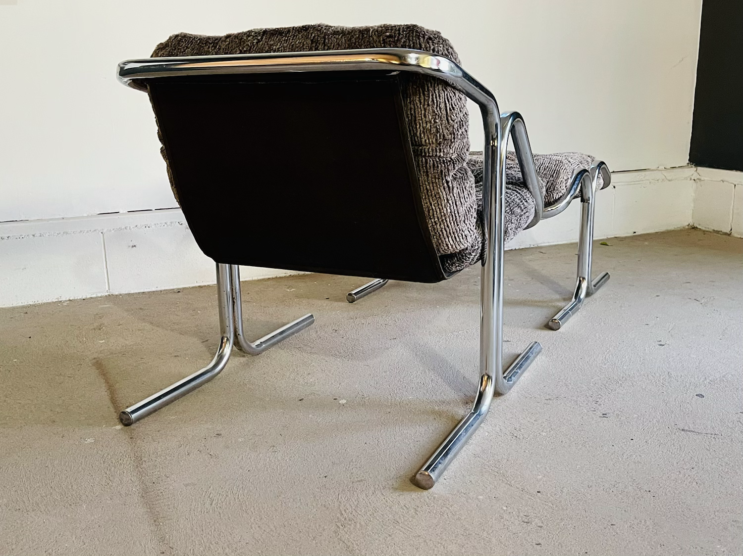 Mid-Century Modern Chrome Lounge Chair & Ottoman by Jerry Johnson for Landes image 7