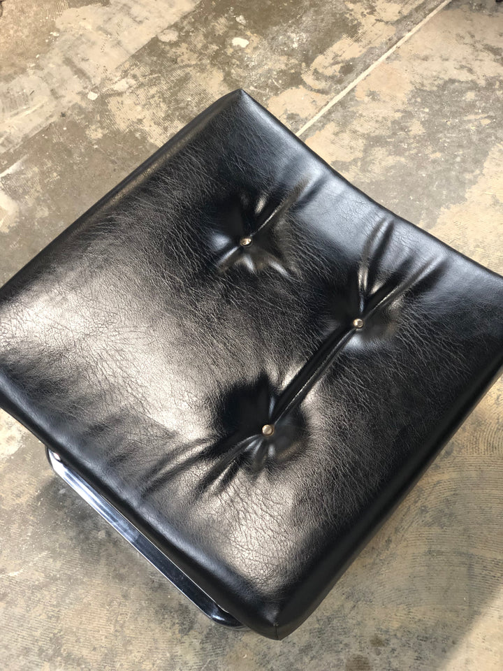 Mid Century Leather & Chrome Gravity Lounge Chair With Ottoman image 8