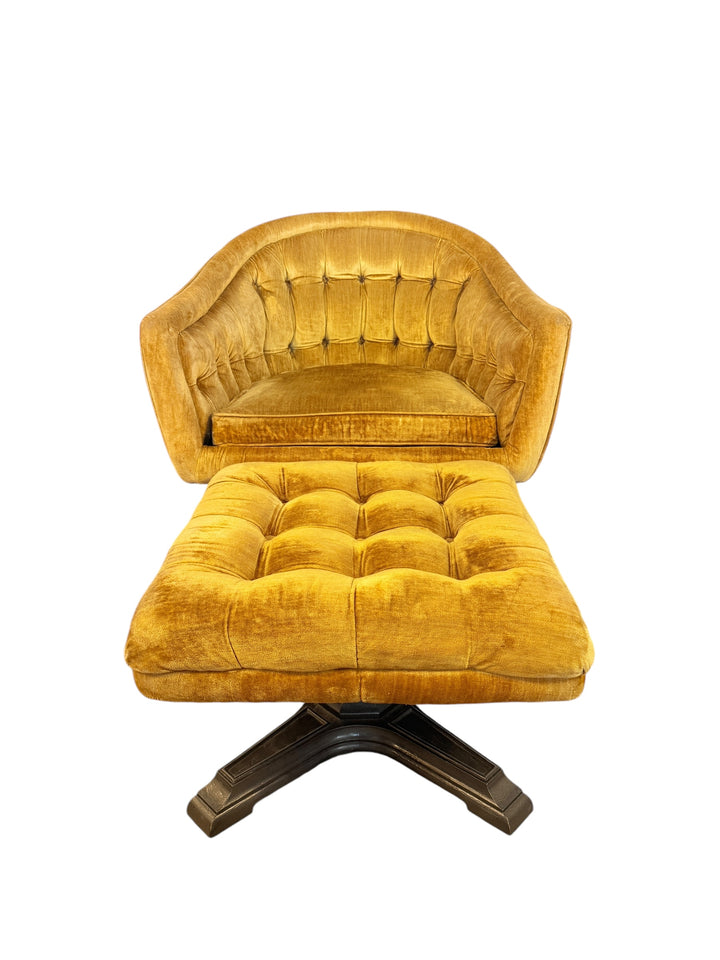 Mid Century Modern Swiveling Lounge Chair & Ottoman by ChromeCraft image 10
