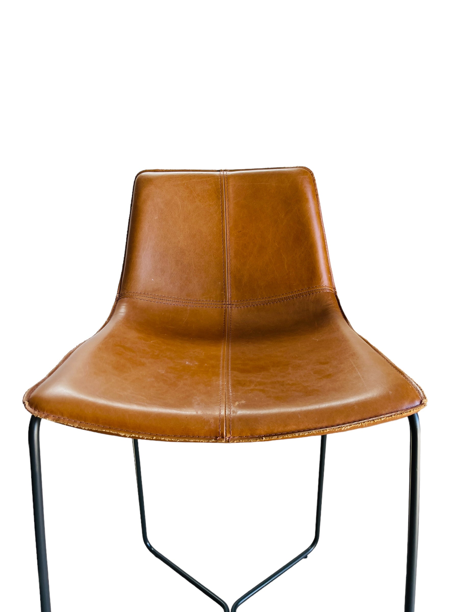 Pair of Brown Leather Bar Stools image 5