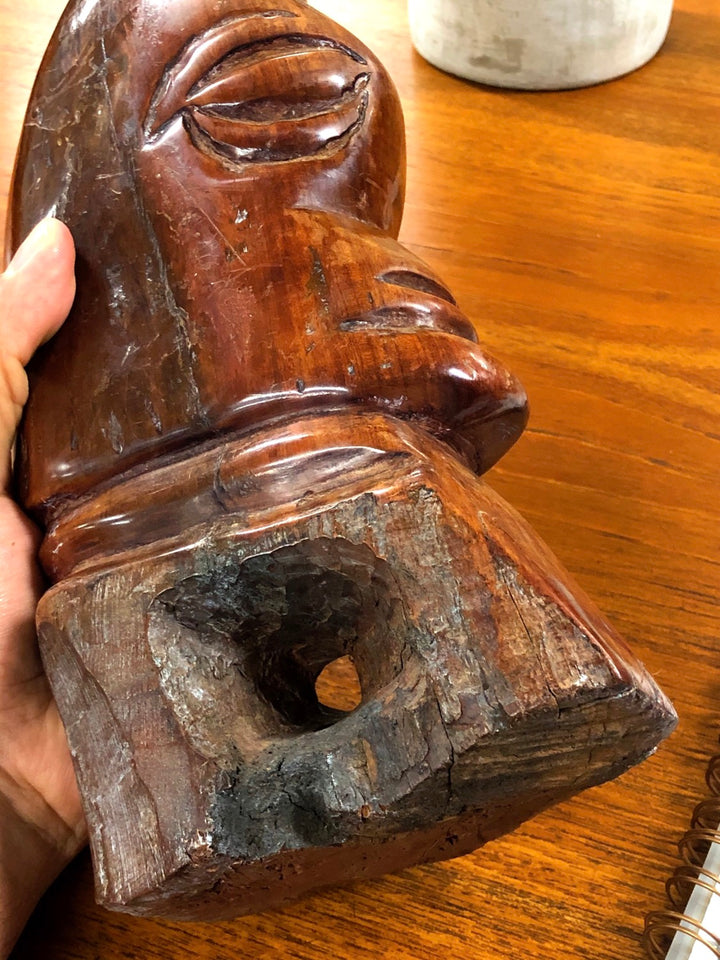 Mid-Century Modern Hand-Carved Wood One Eye Sculpture image 4
