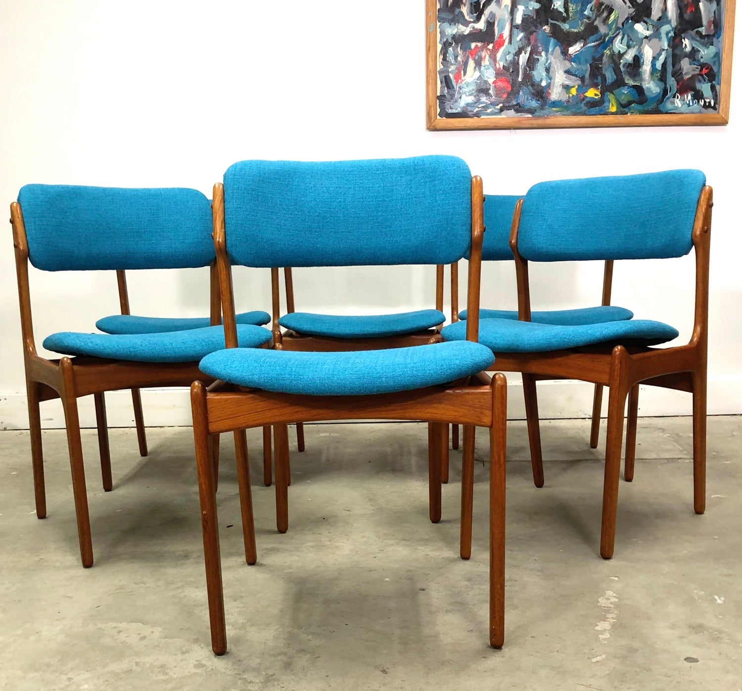 Erik Buch, Set 6 Danish Teak Dining Chairs image 1
