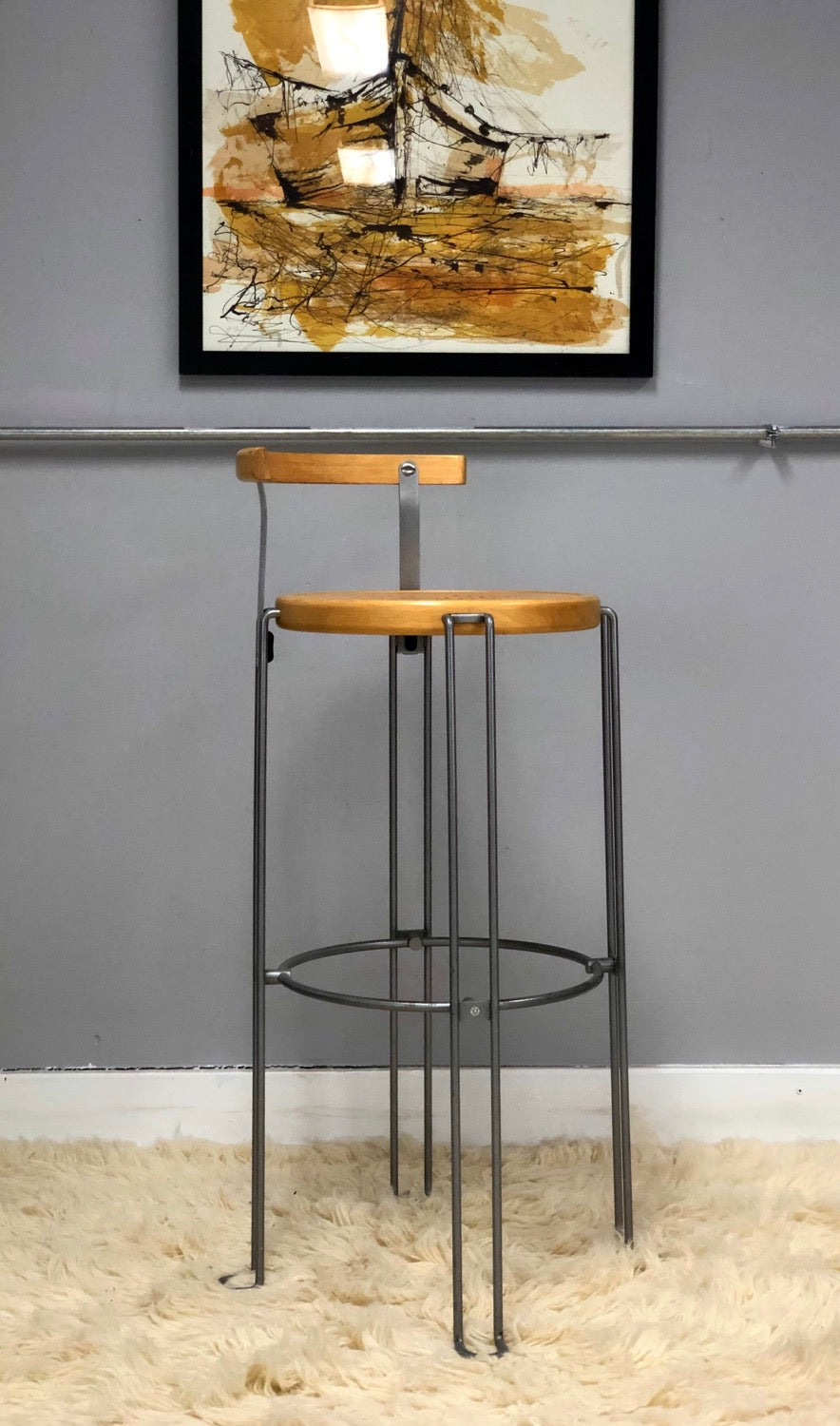 Mid 20th Century Designer Industrial Bar Stool By Borge Lindau For Bla Station image 7