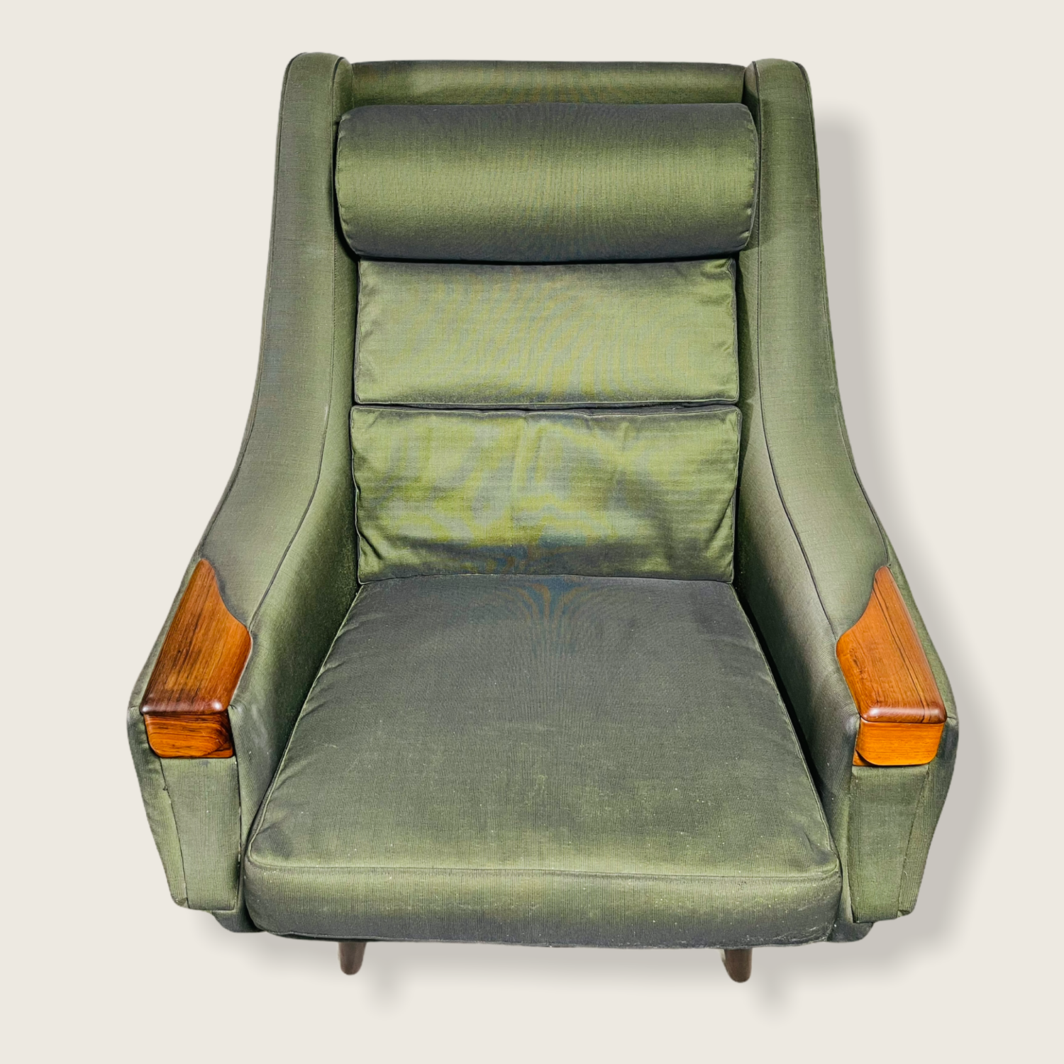 1960s Danish Modern Green Upholstered Lounge Chair  image 7