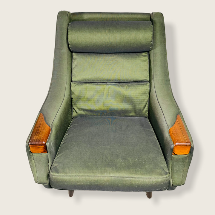 1960s Danish Modern Green Upholstered Lounge Chair  image 7