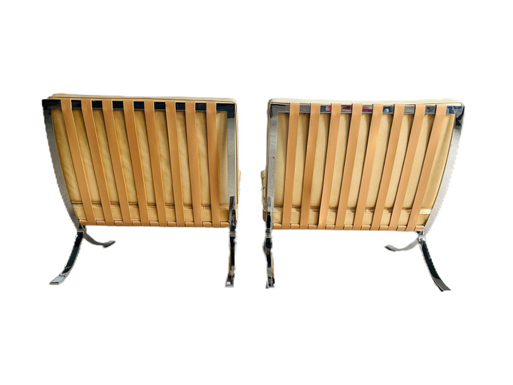 Pair of Knoll Leather Ludwig Mies Van Der Rohe Barcelona Chairs image 4
