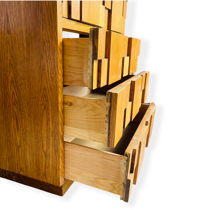 Mid Century Modern Brutalist Wood Block Cabinet by Lane Furniture  image 3
