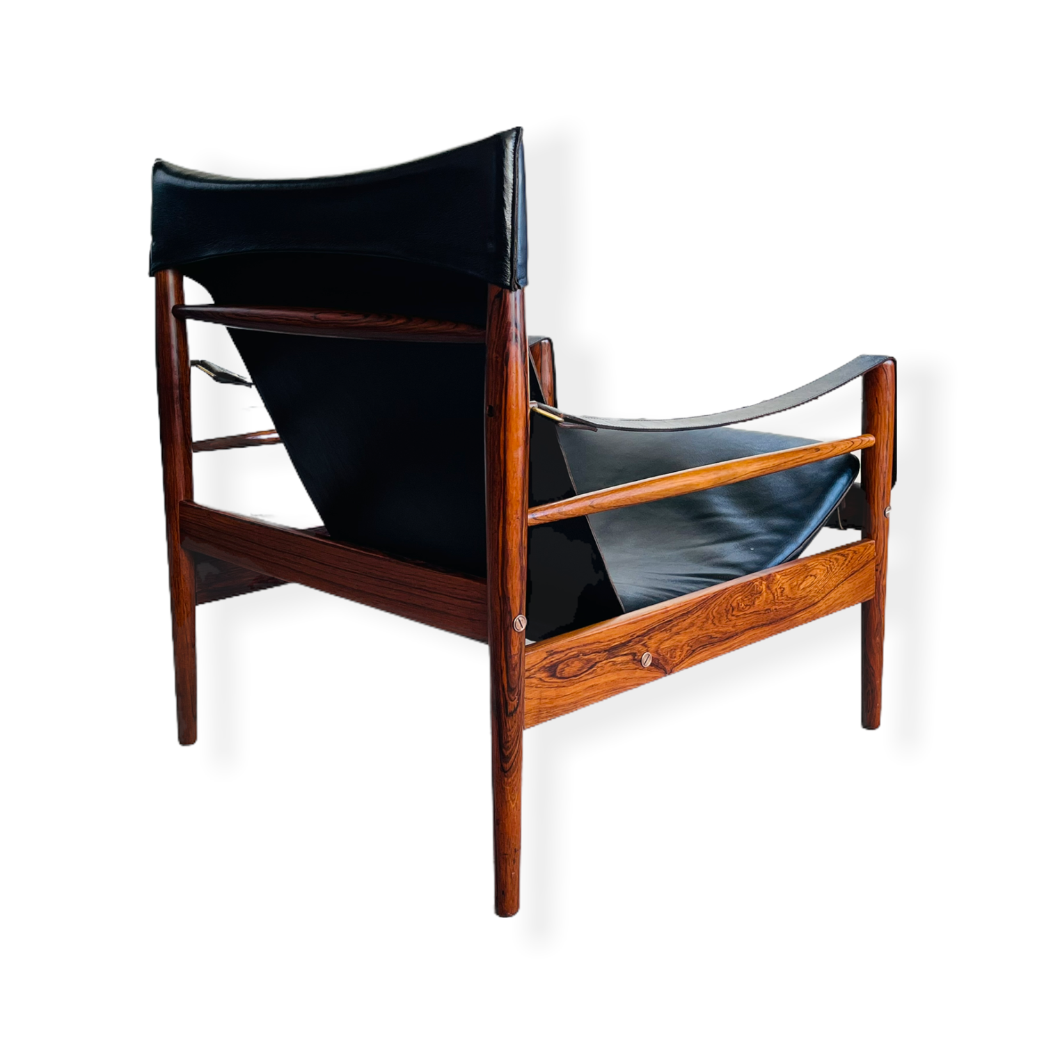 Danish Modern Rosewood Antelope Safari Leather Chair by Hans Olsen image 2