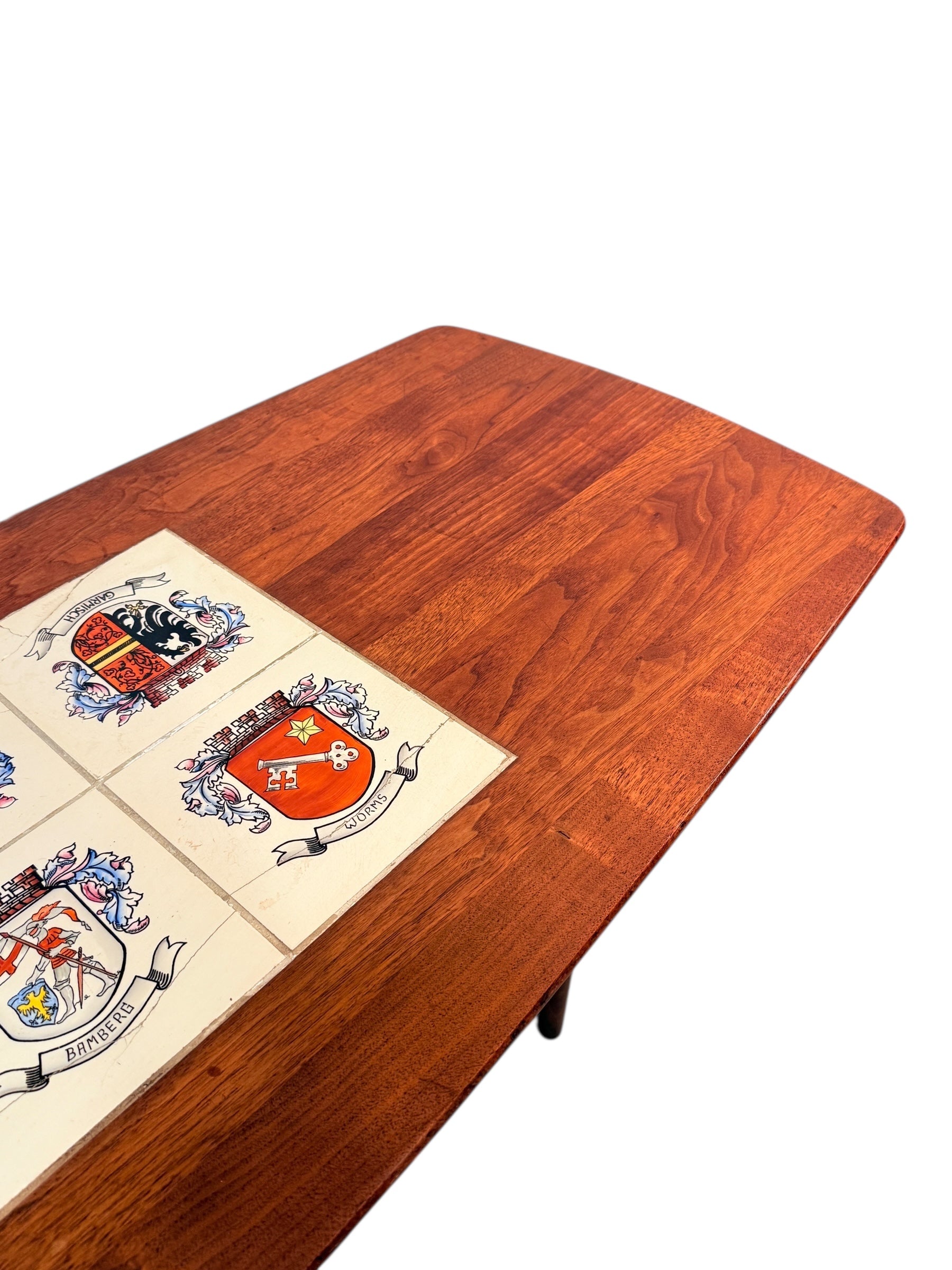 Mid Century Modern Walnut Coffee Table With Tile Inlay image 3