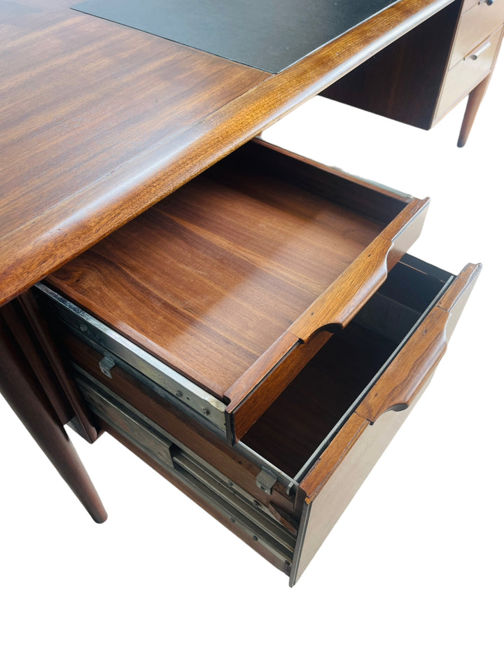 Mid Century Modern Walnut Executive Desk by Castillian Alma image 3