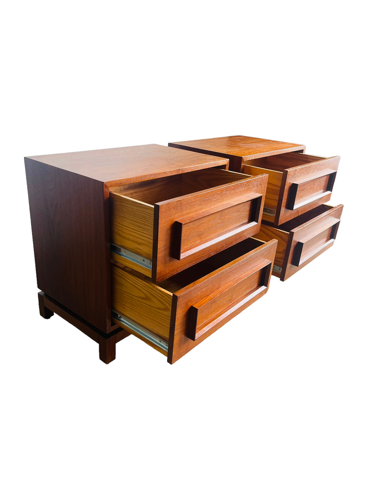 Pair of Mid-Century Modern Walnut Nightstands  image 2