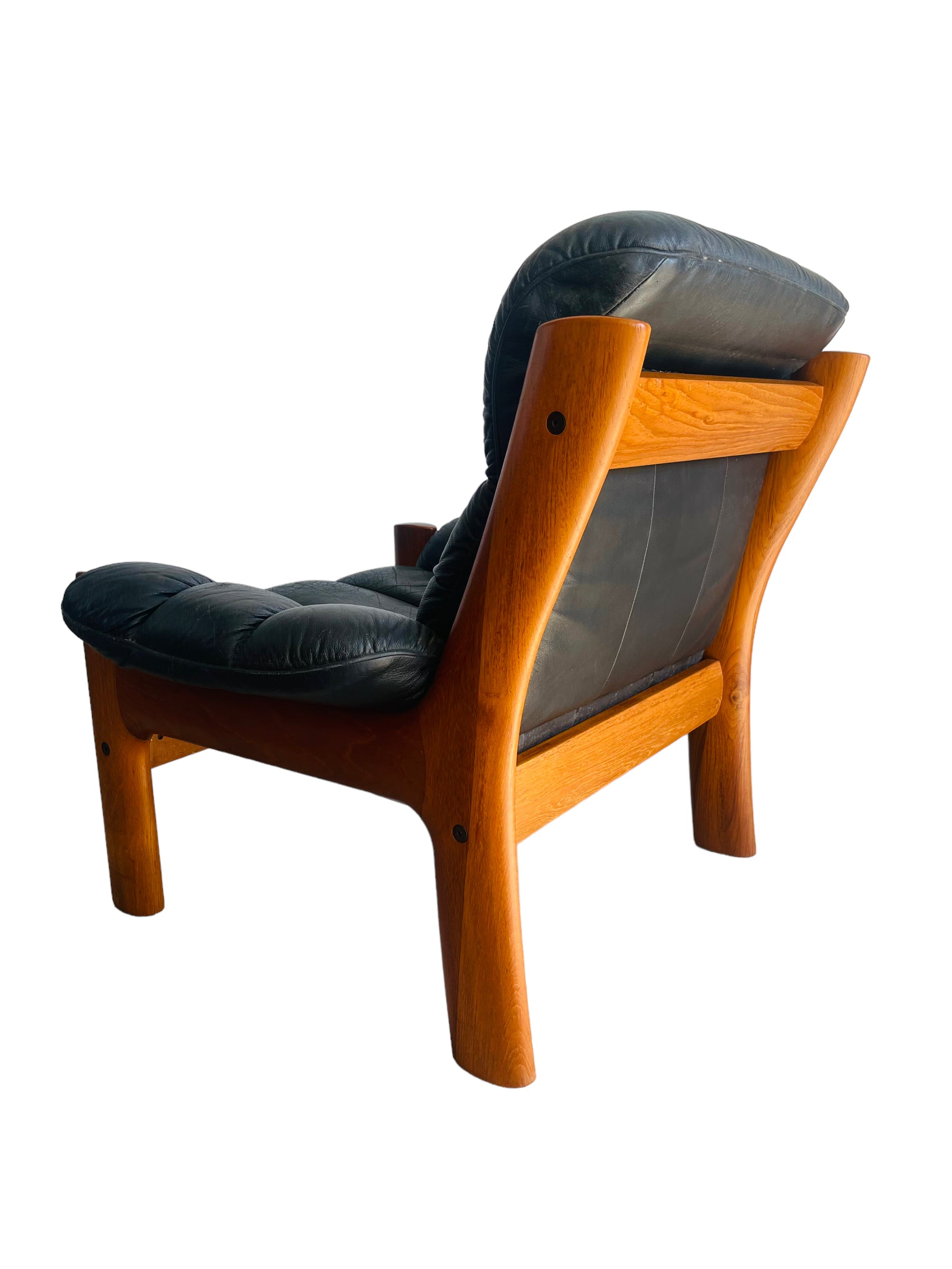 Mid Century Modern Ekornes Teak & Leather Lounge Chair image 9