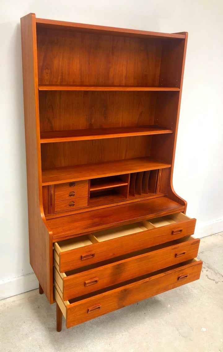 Mid-Century Danish Modern Teak Secretary Desk & Bookcase By BORNHOLMS image 7